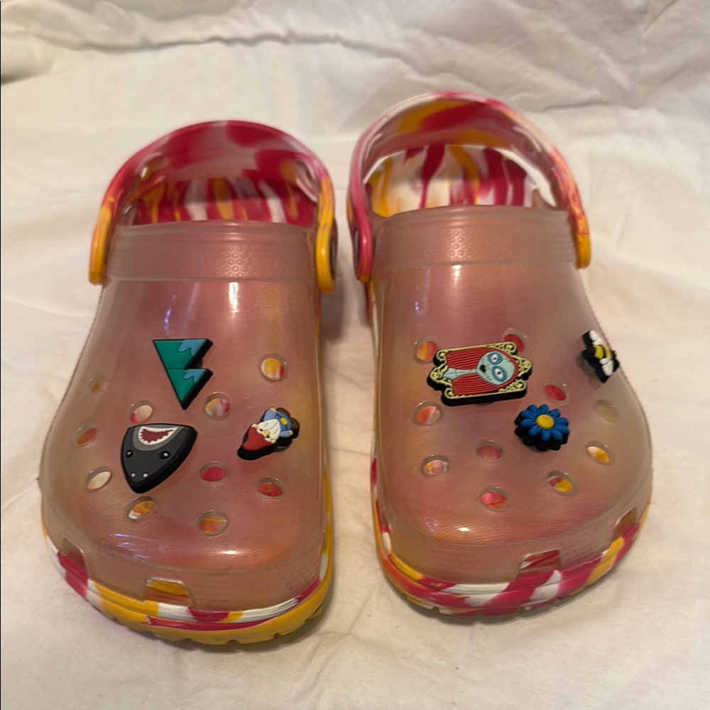 Colorful Crocs with Charms clear front